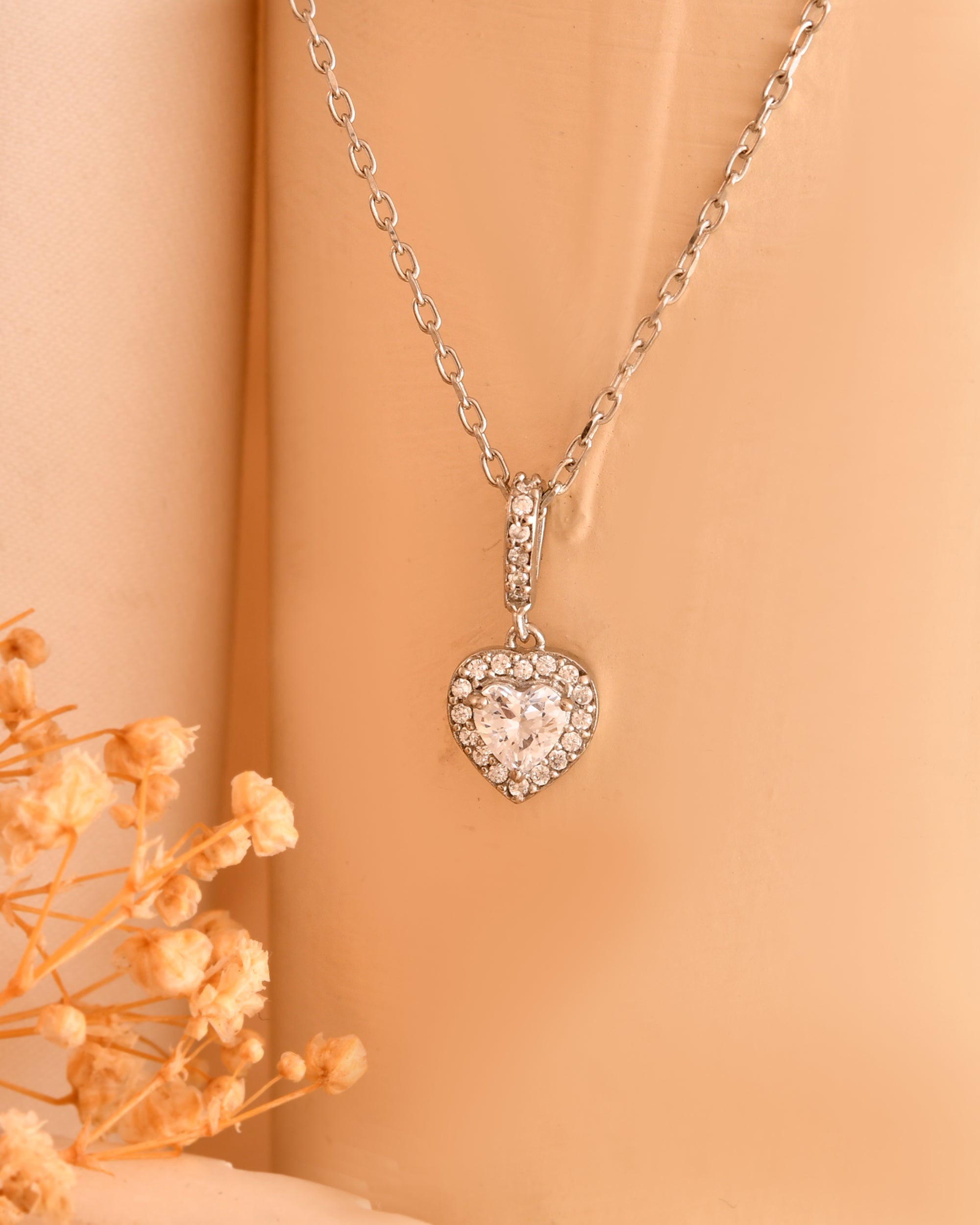 Shimona Heart Sterling Silver Chain Pendant Set